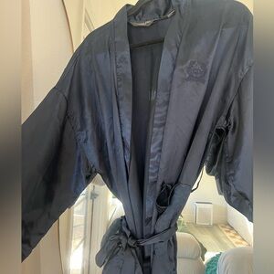 Vintage Christian Dior silk robe in navy